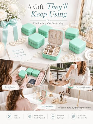 Homde Travel Jewelry Case for Women: 6 Small Boxes for Group&Team Gift - color: Teal