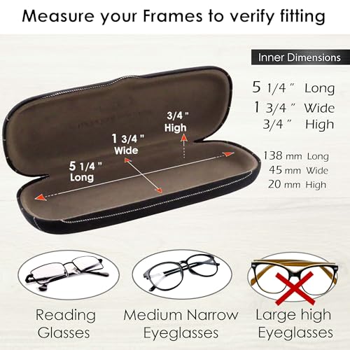 MyEyeglassCase Men Small Glasses case - Eyeglasses Hard Shell Holder Pouch & Cloth-Reading Slim & Narrow Case Heavy Duty - color: Black Tweed