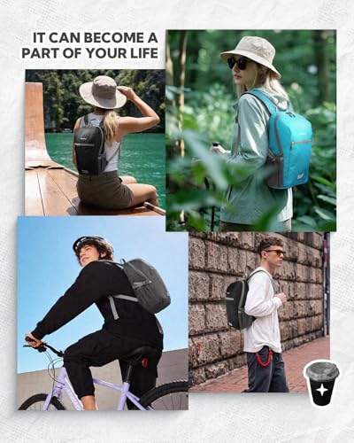 WATERFLY Small Packable Travel Backpack: 10L Ultra-Light Daypack Women Men - color: Black