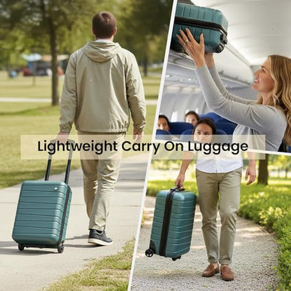 16" Carry-On Suitcase,2 Wheels,Hardshell Suitcase,NO LOCK - color: Green, size: Carry on - 16 Inch
