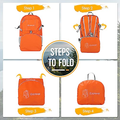 ZOMAKE Lightweight Packable Backpack 35L, Water Resistant Foldable Day Pack - color: C-orange
