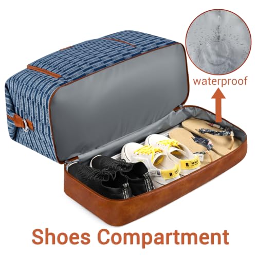 TIBES Travel Weekender Bag for Women, Overnight Bag with Shoe Compartment | 3PCS Large Travel Duffel Bag for Gym, Travel, Hospital, Business Trip, Carry On Tote, Wet & Dry Separation, Water Resistant - color: T-Dark Blue