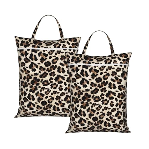 "cheetah Leopard print funny cute 2-Pack Travel Laundry Bags for Dirty Clothes- Large Waterproof Laundry Tote, Wet & Dry Use, Reusable Foldable Carry Handles for Vacation, Gym & Dorm" - color: Cheetah Leopard Print Funny Cute