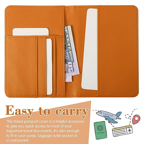 Frienda 2 Pcs Passport Holder Covers Waterproof Leather - color: Yellow, Orange