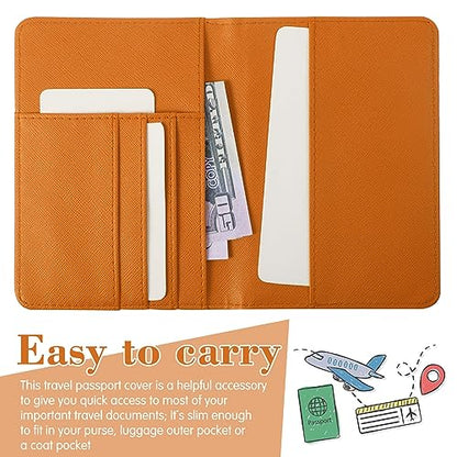 Frienda 2 Pcs Passport Holder Covers Waterproof Leather - color: Yellow, Orange