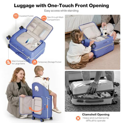 mixi 20 Inch Ride On Suitcase for Kids Luggage with Seat, Dreamy Purple - color: Dreamy Purple