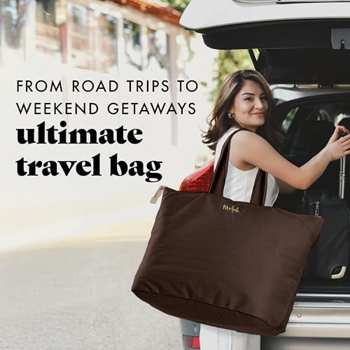 Fit & Fresh All The Things XL Beach Bag for Women, Oversized Travel Tote - color: Chocolate