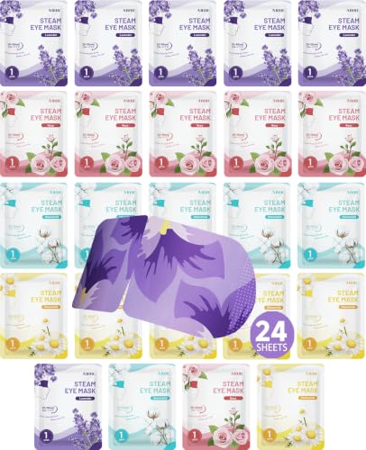 AROIC 24 Pack Steam Eye Masks Disposable, Self Heating Eye Mask for Women - color: Unscented/Lavender/Rose/Chamomile, size: 1 Count (Pack of 24)