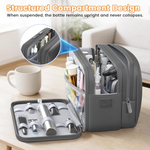 Travel Toiletry Bag, Waterproof Hanging Dopp Kit, Organizer for Men & Women - color: Grey