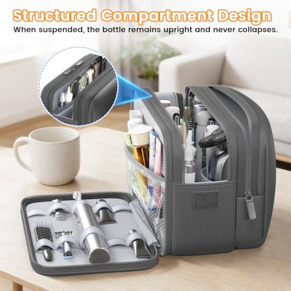 Travel Toiletry Bag, Waterproof Hanging Dopp Kit, Organizer for Men & Women - color: Grey