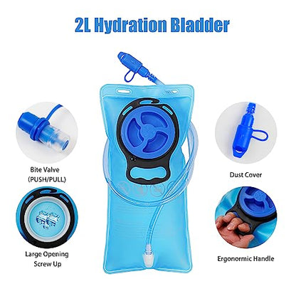 Zavothy Hydration Backpack with 2L Hydration Bladder Water Backpack for Hiking Hydration Pack for Running Cycling Hiking - color: Black