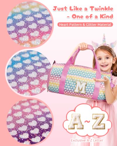 Customized Birthday Gift for Girls, Initial Overnight Weekend Bag - color: Rainbow Blue, style: I