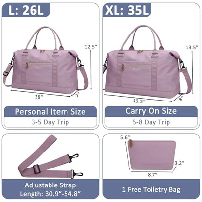 ELONGRIVER Women Travel Duffle Bags, Weekender Overnight Bag, Hospital Bag - color: Purple, size: Large