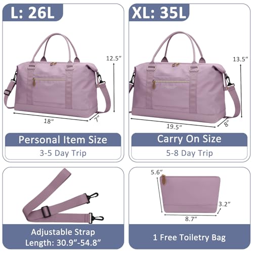 ELONGRIVER Women Travel Duffle Bags, Weekender Overnight Bag, Hospital Bag - color: Purple, size: Large