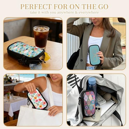 QIUTIMIY Sunglasses Soft Case Zipper Double Eyeglass Case with 2 Compartments 1 Belt Clip - color: Blus