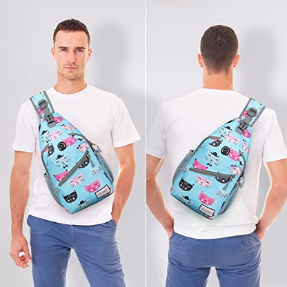 ZOMAKE Sling Bag,Small Crossbody Sling Backpack Shoulder Daypack for Travel - color: Cat Head, size: 8L
