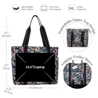 Tote Bag for Women with LaptopCompartment & Cup Holder - color: Bermuda Island-1