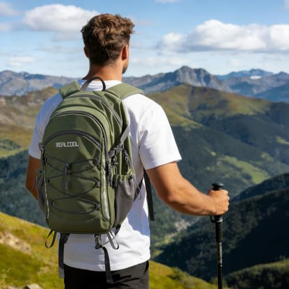 RealCool 30L Lightweight Hiking Backpack, Waterproof Daypack for Camping - color: Army Green, size: 30L