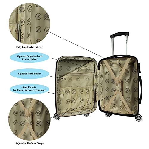 World Traveler Butterfly 20-Inch Carry-On Polycarbonage Hardside Expandable Spinner Luggage with Enhanced Wheel System - size: 20-inch