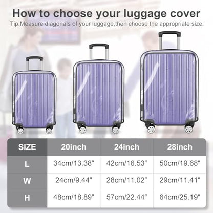 3-Piece Set (20/24/28 Inch) Clear Suitcase Cover (Black Trim) - color: Black Trim-0.4mm, size: S/M/L Suitcase Cover.