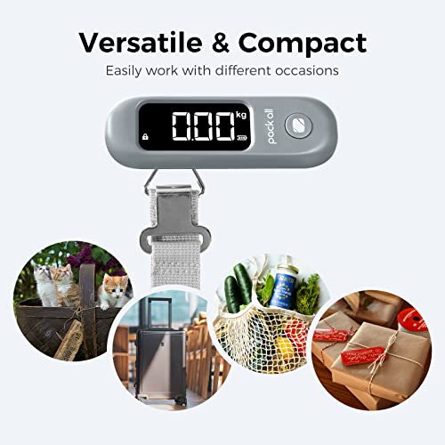 pack all Digital Luggage Scale for Travel, 110Lbs Capacity, 0.1Lb Precision - color: Rock Grey