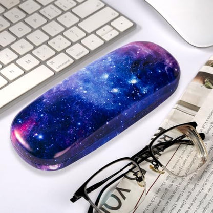 PERFECTSIGHT Hard Shell Eyeglasses Case, PU Leather Protective Glasses Case, Cute Eyeglass Case for Women Men Girls - color: Milky Way
