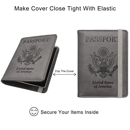 WALNEW Passport Holder for Travel, RFID Passport Wallet, Travel Essentials - color: A-Gray
