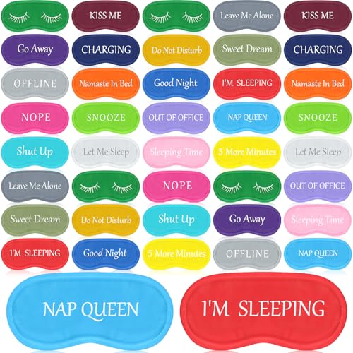 Eurzom 40 Pcs Funny Sleep Mask Bulk Soft Blackout Adjustable, Colorful - color: Colorful