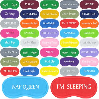 Eurzom 40 Pcs Funny Sleep Mask Bulk Soft Blackout Adjustable, Colorful - color: Colorful