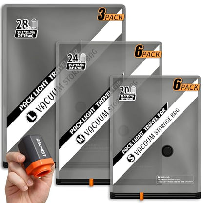 15 Pack Travel Vacuum Storage Bags with Portable Cordless Electric Pump