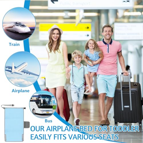 Toddler Airplane Bed, Portable Kids Airplane Seat Extender, Plane Bed Soft Footrest Travel Essentials for Flying Flights Must-Have, Sky-Blue - color: Sky-blue
