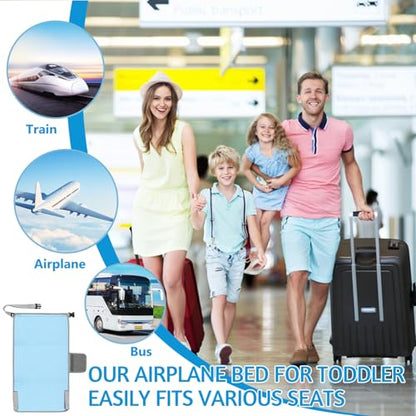 Toddler Airplane Bed, Portable Kids Airplane Seat Extender, Plane Bed Soft Footrest Travel Essentials for Flying Flights Must-Have, Sky-Blue - color: Sky-blue