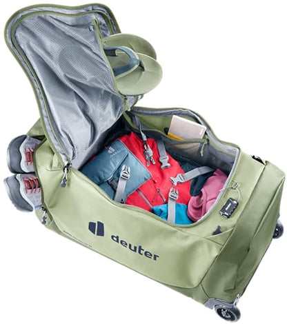 Deuter Unisex Duffel Pro Roller 90, Convertible 90L Travel Duffel with Wheels & Backpack Straps - Mineral-Grove - color: Mineral-Grove