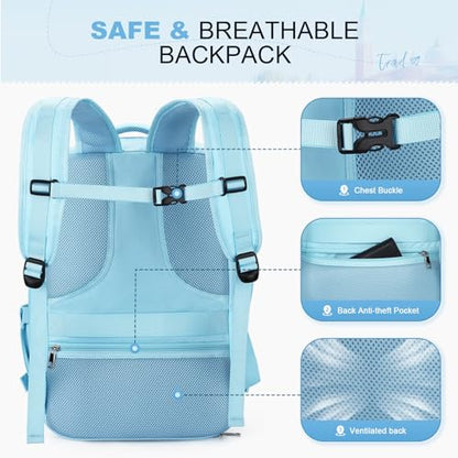 Maelstrom Travel Backpack for Men Women, 17.3" Laptop with Shoe Compartment - color: Blue, size: 17.3 inch upgraded