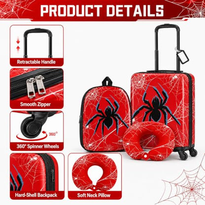 Sanwuta Luggage Sets, 4 Pack, Hardside Suitcases 16 Inch Spider - size: 16 inch, style: Spider