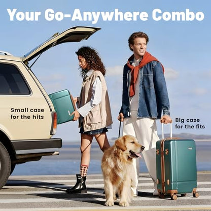 14" 20" Durable Luggage Set, 2 Piece Travel Hardshell Suitcase with 360 Double Smooth Spinner Wheels & TSA Lock for Adventure & Long Trips Carry on & Air Checked Green - color: GREEN