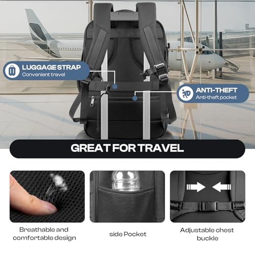 Travel backpack for men, Travel Friendly, Fits 18.4 Laptop bag - color: Black, size: 3X-Large