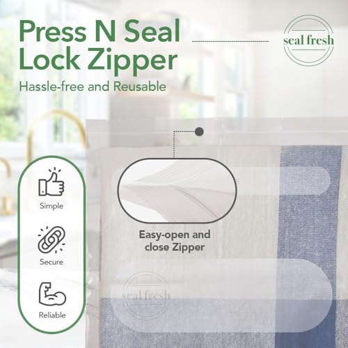 Seal Fresh 10 Gallon Large Plastic Storage Bags - 24 x 24 Inch (30 Count) - Reusable Write-On XXL Extra Large Big Oversized Clear Jumbo Zip Top Bags with Sealable Zipper for Clothes, Travel, Moving - size: 10 Gallon - 30 Pack