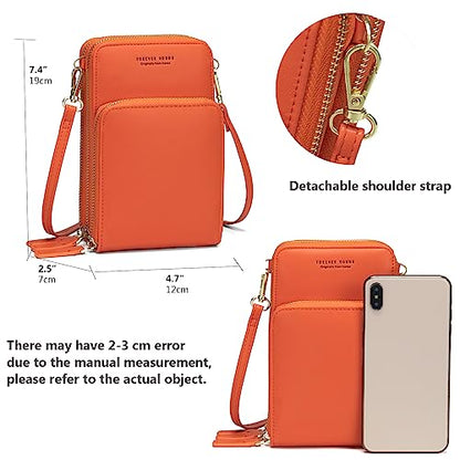 myfriday Small Cell Phone Crossbody Bag, Multi-pocket & 6 Card Slots - color: A-orange