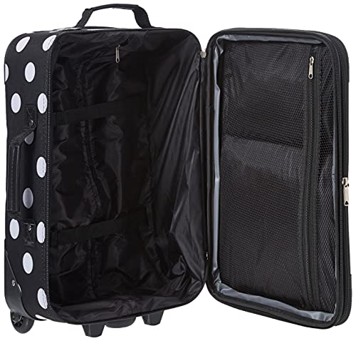 Rockland Fashion Softside Upright Luggage Set,Expandable, Telescopic Handle, Wheel, Black Dot, 2-Piece (14/19) - color: Black Dot, size: 2 Piece (19"/14" Tote)
