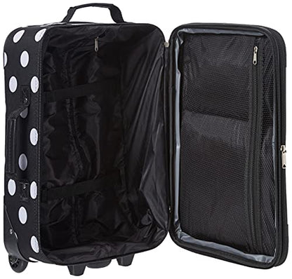 Rockland Fashion Softside Upright Luggage Set,Expandable, Telescopic Handle, Wheel, Black Dot, 2-Piece (14/19) - color: Black Dot, size: 2 Piece (19"/14" Tote)