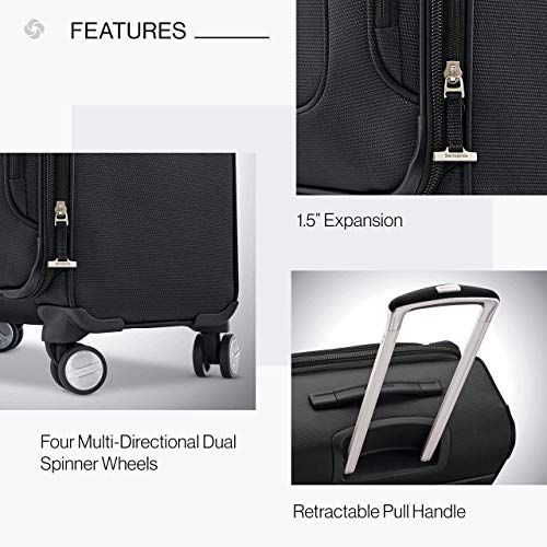 Samsonite Solyte DLX Softside Expandable Luggage with Spinner Wheels, Midnight Black, Checked-Medium 25-Inch - color: Midnight Black, size: Checked-Medium 25-Inch