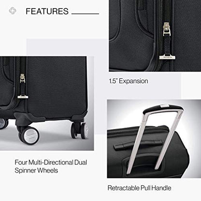 Samsonite Solyte DLX Softside Expandable Luggage with Spinner Wheels, Midnight Black, Carry-On 20-Inch - color: Midnight Black, size: Carry-On