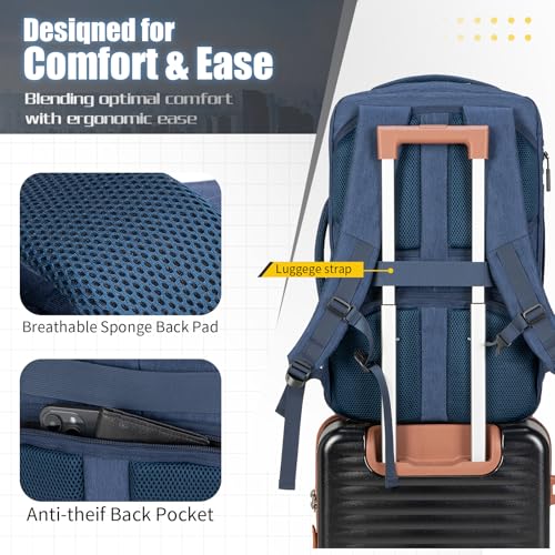 42L Carry On Travel Backpack With 4 Packing Cubes, TSA Friendly - color: Blue