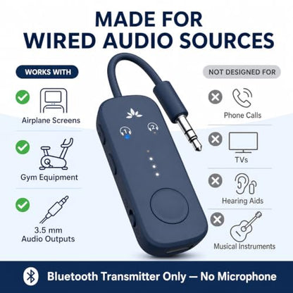 Avantree Relay - Airplane Bluetooth Adapter for 2 AirPods or Headphones - color: 3-Midnight Blue