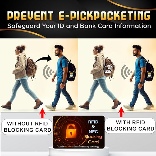 SaiTech IT 5 Pack RFID Blocking Card for Credit Debit Card, Orange Black SL - color: Oragne SL