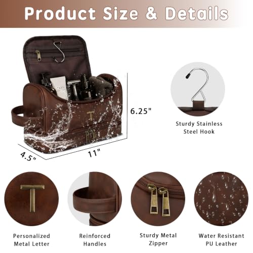 Personalized Toiletry Bag for Men, Initial Custom Gifts for Men - style: T