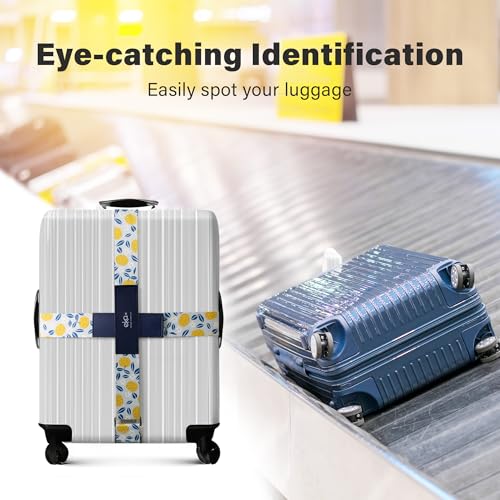 Luggage Straps for Suitcases,Adjustable Luggage Elastic Belt, Travel Essentials for Airport,Station, Vibrant Designs, (Cute Pear) - color: Cute Pear