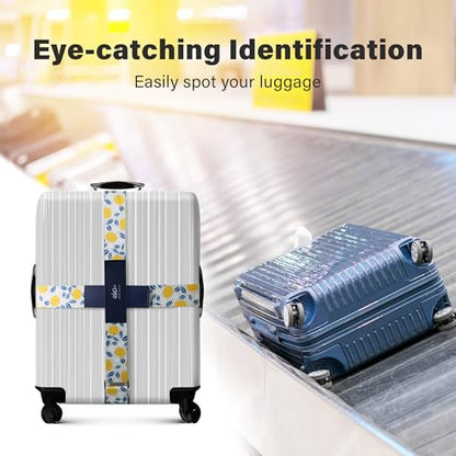 Luggage Straps for Suitcases,Adjustable Luggage Elastic Belt, Travel Essentials for Airport,Station, Vibrant Designs, (Cute Pear) - color: Cute Pear