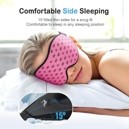 LitBear Breathable Sleep Mask, 3D Eye Mask Sleep for Side Sleeper Women Men - color: Pink
